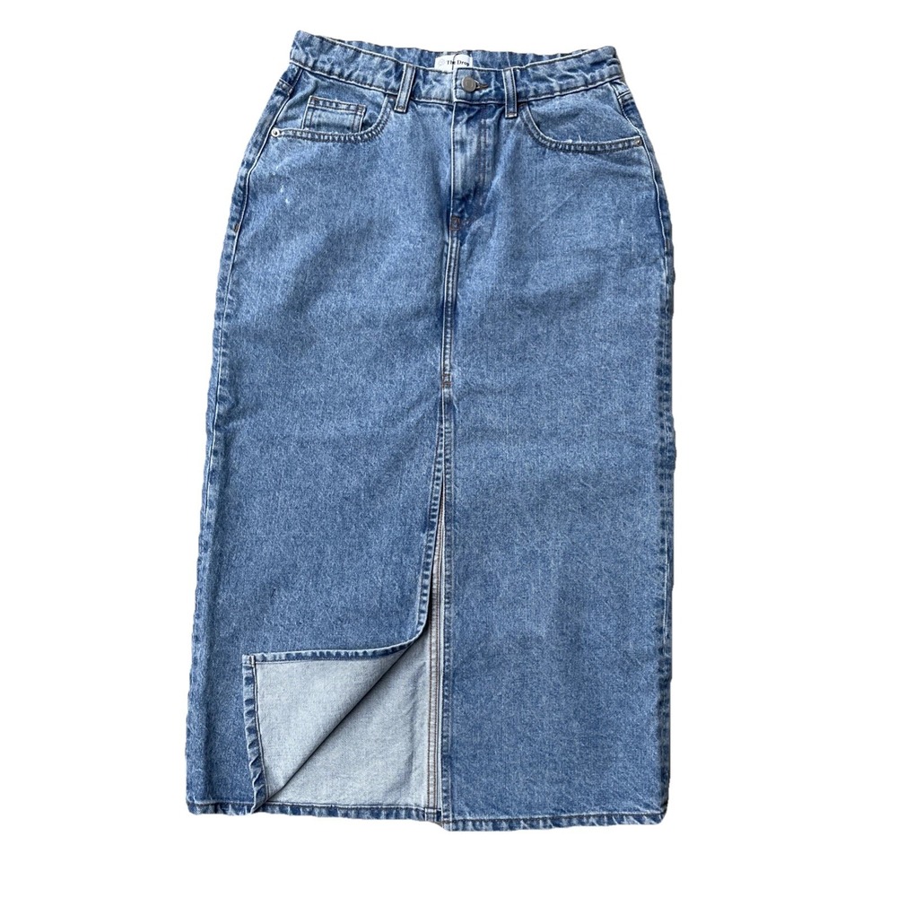 Women's‎ The Drop Dixon Denim Column Skirt Medium Wash Distressed Size Small